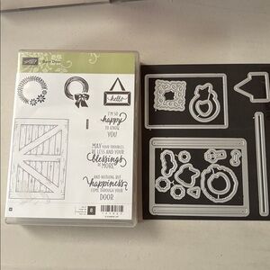 Stampin’  Up Barn door stamp set and matching die cut set.